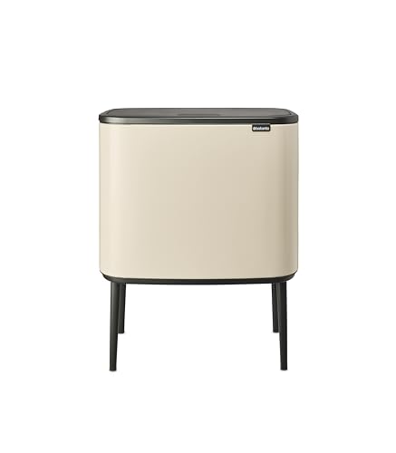 Brabantia - Bo Touch Bin 36L - Großer Mülleimer für die Küche - Soft-Touch-Öffnung - Entnehmbarer Inneneimer - Rutschfest - Einfaches Recycling - Inklusive Müllbeutel - Soft Beige - 54 x 31 x 68 cm von Brabantia