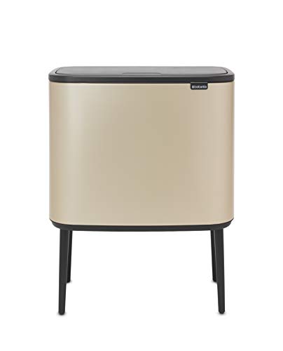 Brabantia Bo Touch Mülleimer Recycling, Metallic Gold, 3 x 11L von Brabantia