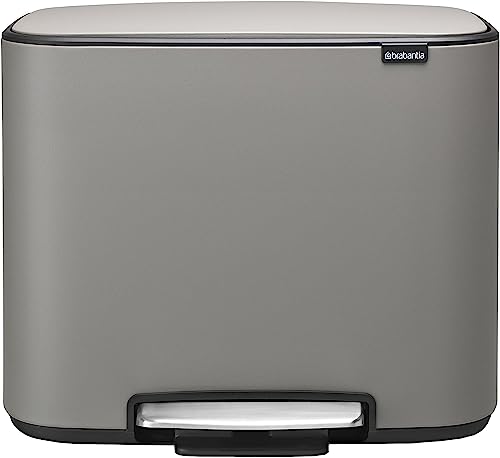 Brabantia Bo Treteimer 11 plus 23 L Abfalleimer, Metall, Mineral Concrete Grau, 54 x 36.5 x 44 cm, 1 Einheiten von Brabantia