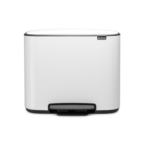 Brabantia Bo Treteimer 11 plus 23 L Abfalleimer, Metall, Weiß, 54 x 36.5 x 44 cm, 1 Einheiten von Brabantia