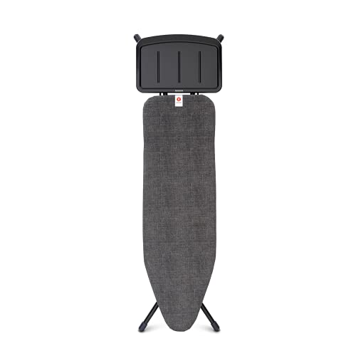 Brabantia - Bügelbrett B - für Dampferzeuger - Extra großer Metallständer - Höhenverstellbar - Solider Vierfußrahmen - Leicht versetzbar - Geräte bis zu 40 x 22 cm - Denim Black - 124 x 38 cm von Brabantia