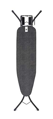 Brabantia - Bügelbrett A - für Dampfbügeleisen - Höhenverstellbar - für Links- und Rechtshänder - Solider Vierfußrahmen - Leicht versetzbar - Denim Black - 110 x 30 cm von Brabantia