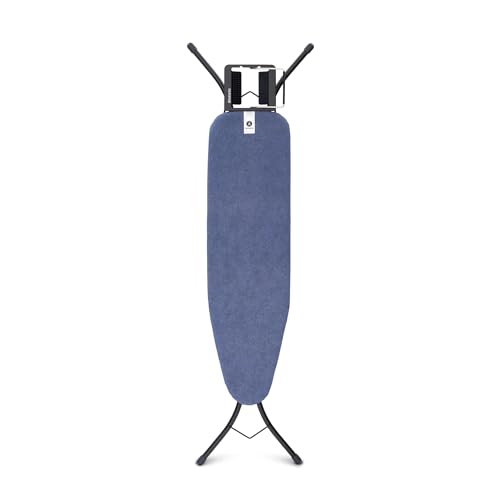 Brabantia - Bügelbrett A - für Dampfbügeleisen - Höhenverstellbar - für Links- und Rechtshänder - Solider Vierfußrahmen - Leicht versetzbar - Denim Blue - 110 x 30 cm von Brabantia