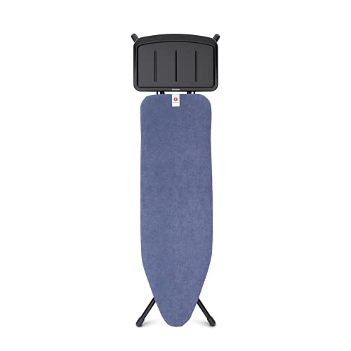 Brabantia - Bügelbrett B - für Dampferzeuger - Extra großer Metallständer - Höhenverstellbar - Solider Vierfußrahmen - Leicht versetzbar - Geräte bis zu 40 x 22 cm - Denim Blue- 124 x 38 cm von Brabantia