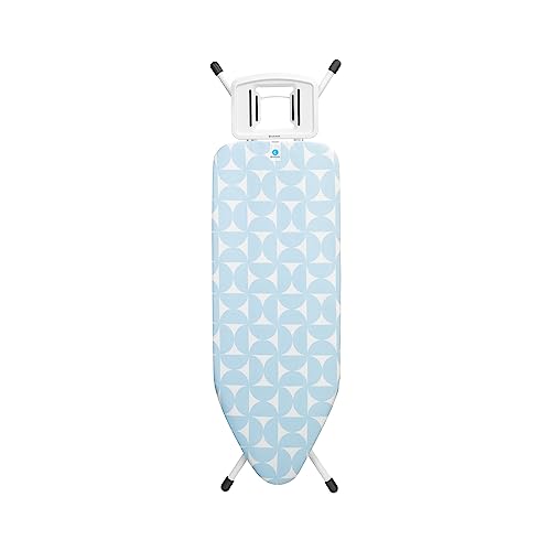 Brabantia - Bügelbrett C - Für Dampfbügeleisen - Groß & Faltbar - Höhenverstellbar - rutschfeste Füße - Perfekt Angepasster Baumwollbezug - Kinder- & Transportsicherung - Fresh Breeze - 124 x 45 cm von Brabantia
