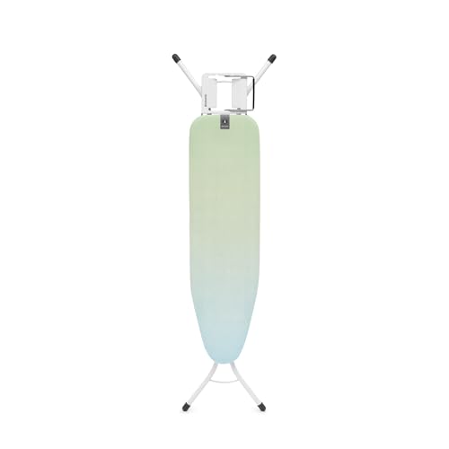 Brabantia Bügelbrett A, 110 x 30 cm – Soothing Sea | 100% Fairtrade-Baumwolle | Kompaktes, stabiles Design | Höhenverstellbar, Dampfbügeleisenablage | Kinder- und Transportsicherungen von Brabantia