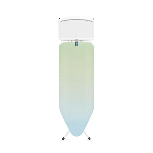 Brabantia Bügelbrett C 124 x 45 cm –Soothing Sea | 100% Fairtrade-Baumwolle | Für Bügeleisen mit Dampfgenerator | Große Metallhalterung für Dampfgeräte | Stabil, groß | Faltbar, höhenverstellbar von Brabantia