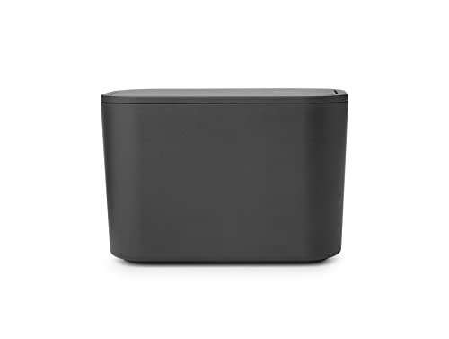 Brabantia - Mindset Abfallbehälter - Für Kleine Abfälle - Abnehmbarer Schwingdeckel - Pflegeleicht - Kratzfest - Korrosionsbeständig - Badezimmerzubehör - Dark Grey - 8,5 x 15 x 10 cm von Brabantia