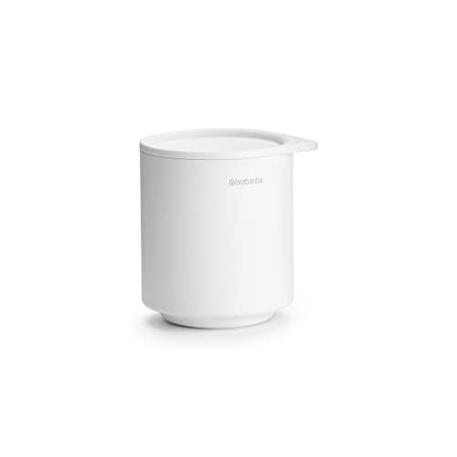 Brabantia - Mindset Aufbewahrungstöpfchen - zum Organisieren kleiner Gegenstände - Hygienischer Soft-Touch-Deckel - Korrosionsbeständig - Badezimmerzubehör - Fresh White - 9,5 x 8 x 9,5 cm von Brabantia