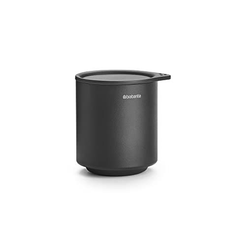 Brabantia - Mindset Aufbewahrungstöpfchen - zum Organisieren kleiner Gegenstände - Hygienischer Soft-Touch-Deckel - Korrosionsbeständig - Badezimmerzubehör - Infinite Grey - 9,5 x 8 x 9,5 cm von Brabantia