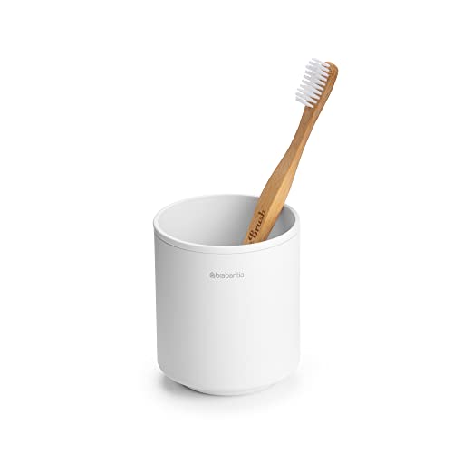 Brabantia - Mindset Zahnbürstenhalter - Für mehrere Zahnbürsten - Kratzfest - Pflegeleicht - Korrosionsbeständiges Metall - Badezimmerzubehör - Organisator - Fresh White - 9,4 x 8,1 x 8,1 cm von Brabantia