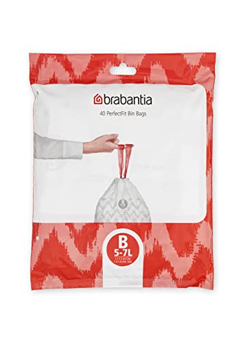 Brabantia Müllbeutel PerfectFit Spenderpackung (Code B / 5L) Extra Starke müllsäcke Mit Zugband (40 Müllbeutel) von Brabantia