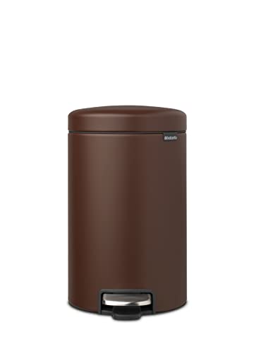 Brabantia - NewIcon Treteimer 12L - Medium Abfalleimer für Küche oder Schlafzimmer - Sanft Schließender Deckel - Leichte Pedalbedienung - Entnehmbarer Inneneimer - Cosy Brown - 25 x 34 x 41 cm von Brabantia