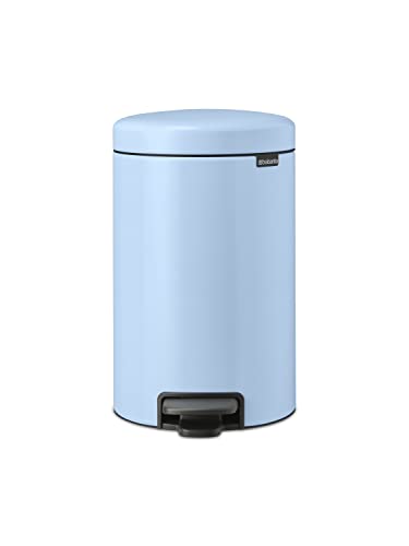 Brabantia - NewIcon Treteimer 12L - Medium Abfalleimer für Küche oder Schlafzimmer - Sanft Schließender Deckel - Leichte Pedalbedienung - Entnehmbarer Inneneimer - Dreamy Blue - 25 x 34 x 41 cm von Brabantia