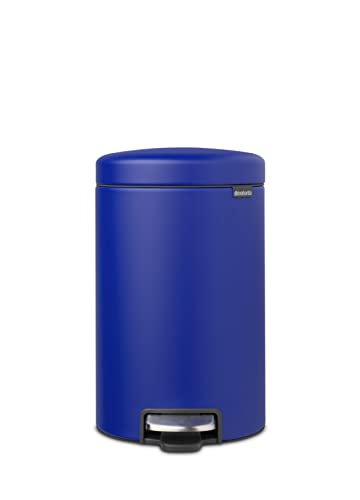 Brabantia - NewIcon Treteimer 12L - Medium Abfalleimer für Küche oder Schlafzimmer - Sanft Schließender Deckel - Leichte Pedalbedienung - Entnehmbarer Inneneimer - Powerful Blue - 25 x 34 x 41 cm von Brabantia