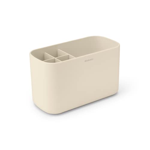 Brabantia - Renew Badregal - Waschbeckenablage - Geeignet als Zahnbürstenhalter - Rutschfester Boden - Leicht zu Reinigen - Korrosionsbeständig - Soft Beige - 19,7 x 9,8 x 11 cm von Brabantia