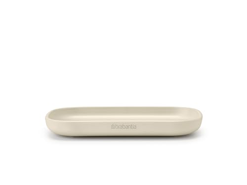 Brabantia - Renew Seifenschale - Seifenhalter mit Rutschfestem Boden - Rippen halten die Seife Trocken - Rutschfester Boden - Korrosionsbeständig - Badezimmerzubehör - Soft Beige - 14 x 8 cm von Brabantia