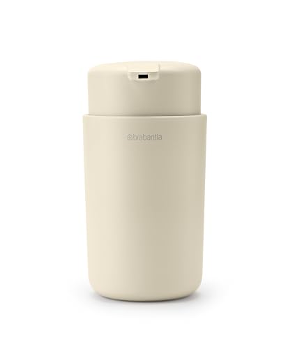 Brabantia - Renew Seifenspender 250 ml - Tropffreier Pumpmechanismus - Einfaches Nachfüllen - Abnehmbare Halterung - Korrosionsbeständig - Stilvolles Accessoire für das Badezimmer - Soft Beige von Brabantia