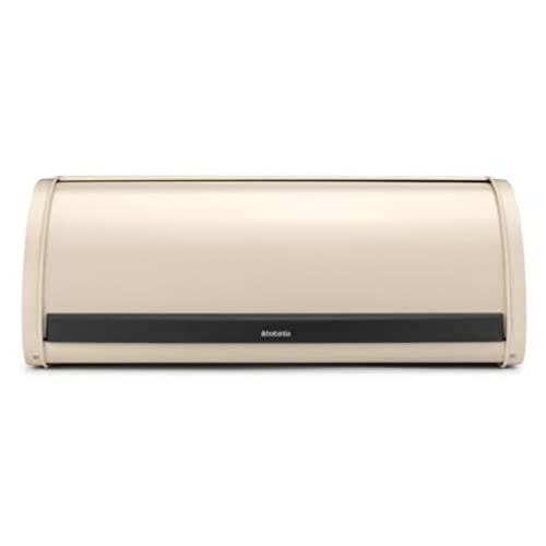 Brabantia - Rollbrotkasten - 2 Brote - Zusätzlicher Stauraum durch Flache Oberseite - Hält den Inhalt Frisch - Brotaufbewahrung - Küchenzubehör - Stahl - Soft Beige - 45 x 26 x 17 cm von Brabantia