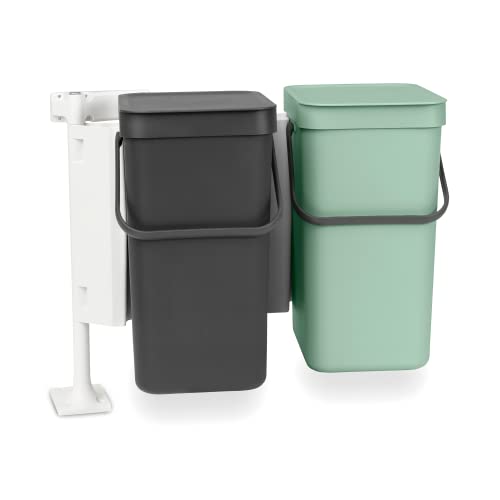 Brabantia Sort and Go Einbaubehälter, 2 x 12 l, Jadegrün/Grau von Brabantia