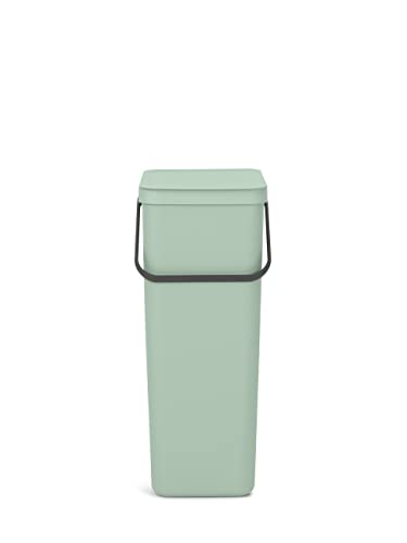 Brabantia - Sort & Go Abfallbehälter 40L - Großer Recyclingbehälter für die Küche - Tragegriff - Pflegeleicht - Passt Eng an die Wand - Küchenmülleimer - Jade Green - 27 x 35 x 62 cm von Brabantia