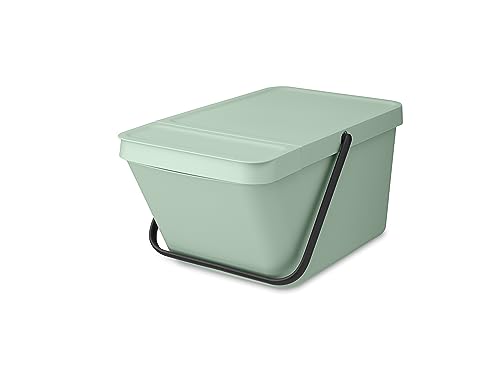 Brabantia - Sort & Go Stapelbarer Abfallbehälter 20L - Großer Recycling-Behälter - Tragegriff - Leicht zu Reinigen - Geeignet als Vorratsbehälter & Papierkorb - Jade Green - 28 x 45 x 22,5 cm von Brabantia