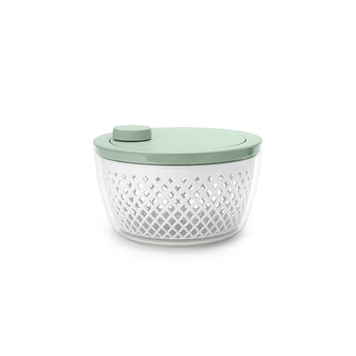 Brabantia TASTY+ Salatschleuder mit Servierschüssel und Sieb | Für knackiges Grün und trockene Beeren mit rutschfestem Standfuß | Recycelbar, spülmaschinenfest, langlebiger Kunststoff | Jade Green von Brabantia