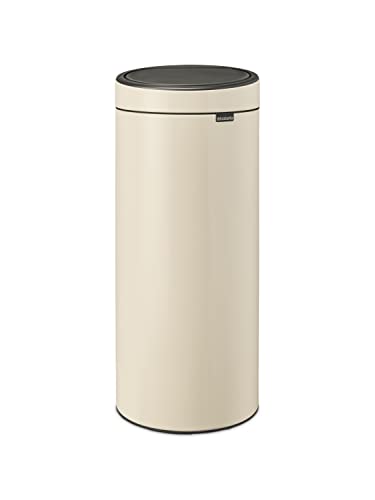 Brabantia - Touch Bin 30L - Großer Mülleimer für die Küche - Soft-Touch-Öffnung - Entnehmbarer Inneneimer - Rutschfest - Einfaches Recycling - Inklusive Müllbeutel - Soft Beige - 30 x 32 x 72 cm von Brabantia