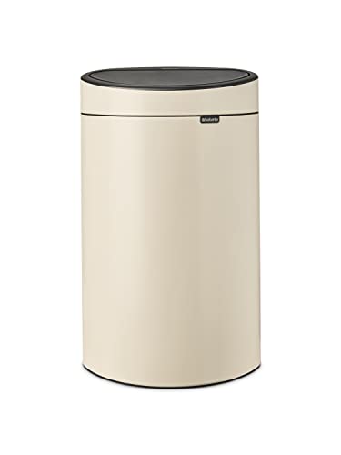 Brabantia - Touch Bin 40L - Großer Mülleimer für die Küche - Soft-Touch-Öffnung - Entnehmbarer Inneneimer - Rutschfest - Einfaches Recycling - Inklusive Müllbeutel - Soft Beige - 44 x 30 x 73 cm von Brabantia