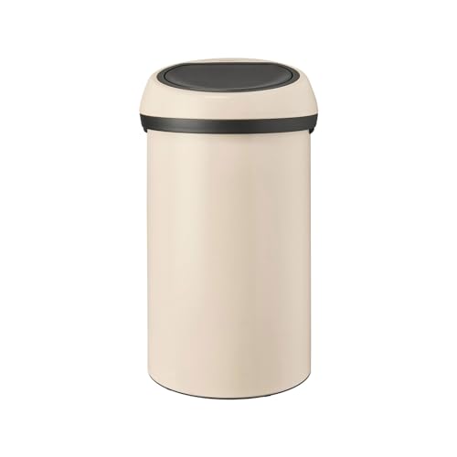 Brabantia - Touch Bin 60L - Großer Mülleimer für die Küche - Soft-Touch-Öffnung - Entnehmbarer Inneneimer - Rutschfest - Einfaches Recycling - Inklusive Müllbeutel - Soft Beige - 40 x 40 x 71 cm von Brabantia