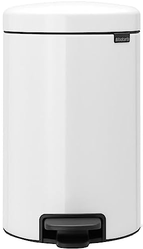 Brabantia 111969 Treteimer mit Inneneimer aus Kunststoff, stahl, weiss, 12 Liter, Weiß von Brabantia