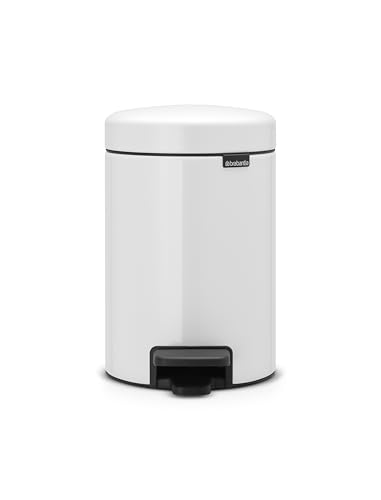 Brabantia 112126 Treteimer mit Inneneimer aus Kunststoff, stahl, Weiss, 3 Liter, Weiß von Brabantia