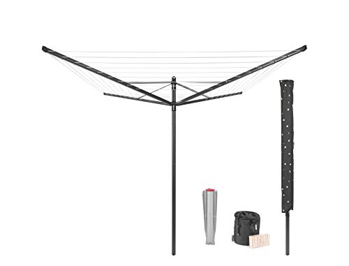 Brabantia - Lift-O-Matic drehbaren Wäschespinne - Reibungsloses Drehungen - UV-beständige Wäscheleine, 50m - Kein Durchhängen - Auch für Kleiderbügel - Anthracite - ø 295cm von Brabantia