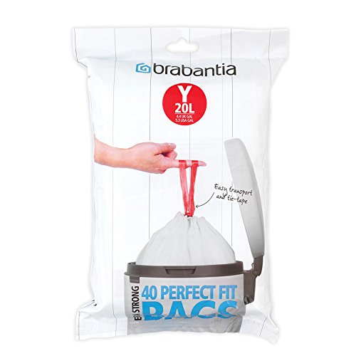 Brabantia Y Spenderpackung PerfectFit Müllbeutel Code Y, 20 L, 40 Stück, Plastik, Weiß, 41.2 x 54.5 cm von Brabantia