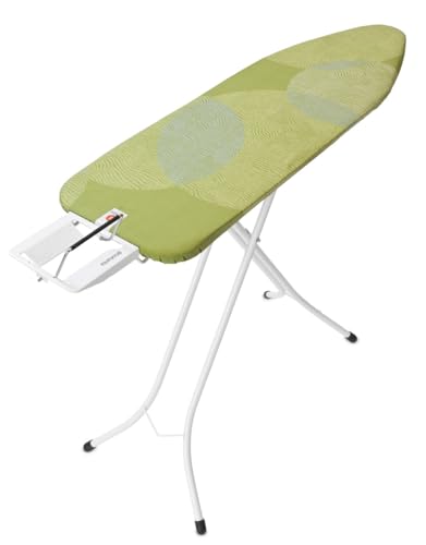 Brabantia - Bügelbrett B - Für Dampfbügeleisen - Kompakt & Faltbar - Höhenverstellbar - rutschfeste Füße - Perfekt Angepasster Baumwollbezug - Kinder- & Transportsicherung - Calm Rustle - 124 x 38 cm von Brabantia