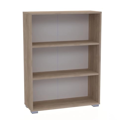 Bracia Mebelek Regal Sonoma Eiche 80 cm Breit - Bücherregal Holz – Büromöbel 60x30x106cm – Bücherschrank 3 Fächer – Büro Ordnerregal von Bracia Mebelek