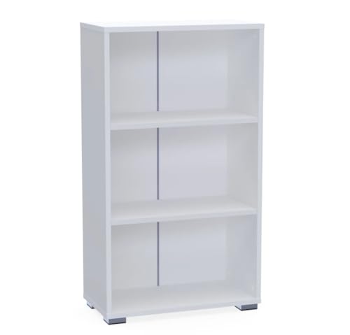 Bracia Mebelek Regal Weiß 60 cm Breit - Bücherregal Holz – Büromöbel 60x30x106cm – Bücherschrank 3 Fächer – Büro Ordnerregal von Bracia Mebelek