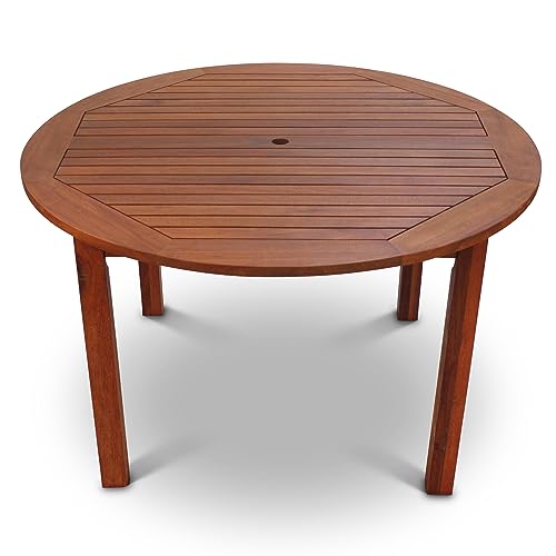 Devon Hartholz Holz Outdoor Esstisch rund, mit Platz für 4 – Holz Garten Tisch 120 Zentimeter Durchmesser von BrackenStyle