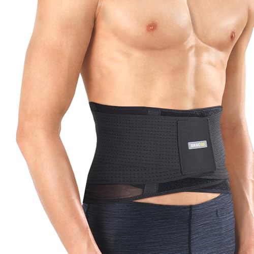 Bracoo Rückenstützgürtel, Rückenbandage für Herren, Damen, Rückengurt mit Stützstreben, Rückenstütze für unteren Rücken, LWS, Atmungsaktive Lendenwirbelstütze für Rückenschmerzen, Sport, Arbeit, BP60 von Bracoo