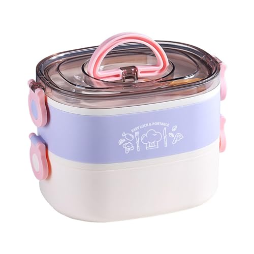 BradOc Bento Lunchbox, Bento Box mit Fächern, Kawaii Isolierter Lunchbehälter mit niedlichen Aufklebern und Besteck für Auslaufsicher Sandwichbox,3 von BradOc