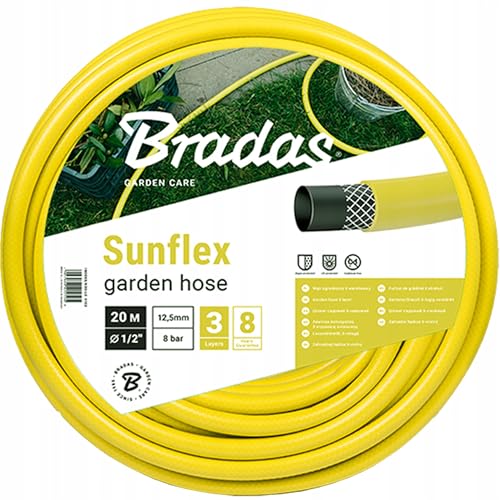 Bradas GARDEN CARE - Gartenschlauch Sunflex 1/2 Zoll 20m – Flexibel und Robuster Wasserschlauch für Gartenpflege - Gartenschläuche und Bewässerung – Garten Schlauch für den perfekten Einsatz von Bradas GARDEN CARE