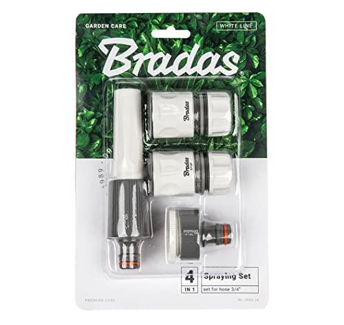 Bradas 4tlg System-Anschluss-Set für Gartenschlauch 3/4" Schlauch Schnellkupplung White LINE 1794 von Bradas