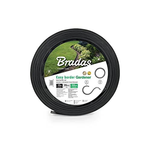 Bradas Flexible Rasenkante Raseneinfassung 10 m + 20 Befestigungspfähle/-Anker Gartenkante Garteneinfassung Graskante Graseinfassung Beetumrandung Beeteinfassung Rasenabgrenzung (Schwarz) von Bradas