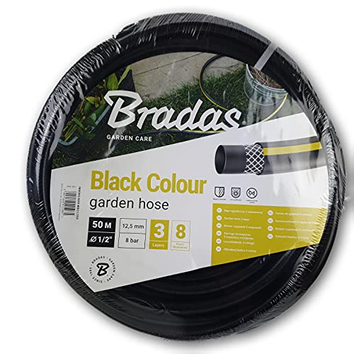 Bradas Gartenschlauch schwarz 1/2" 50m 3-lagig Garten schlauch WBC1/250 von Bradas