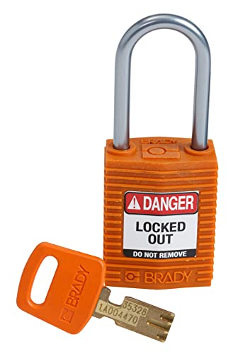 Brady (CPT-ORG-38AL-KD) SafeKey Nylon Lockout-Vorhängeschloss - kompakt Mit Aluminium Bügel 38.00 mm Orange KD - Verschiedenschließende Schlösser 1 Stück von Brady