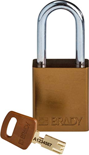 Brady (ALU-BRN-38ST-KD) SafeKey Anodized Aluminum Lockout-Vorhängeschloss Mit Stahl Bügel 38.00 mm Braun KD - Verschiedenschließende Schlösser 1 Stück von Brady