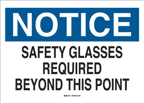 Brady 22626 Kunststoff-Augenschutzschild, 17,8 x 25,4 cm, Legende "Safety Glasses Required Beyond This Point", Schwarz/Blau auf Weiß Brady 22626 Kunststoff-Augenschutzschild, 17,8 x 25,4 cm, Legende "Safety Glasses Required Beyond This Point", Schwarz/Blau auf Weiß von Brady