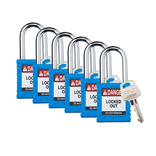 Brady SDPL-BLU-38ST-KD6 Sicherheitsverriegelungs-Vorhängeschlösser, 6 Stück, Blau Brady SDPL-BLU-38ST-KD6 Sicherheitsverriegelungs-Vorhängeschlösser, 6 Stück, Blau von Brady
