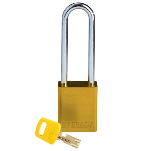 Brady SafeKey Vorhängeschloss Aluminium 1er-Pack - Lockout Schloss mit Schlüssel - Lockout Tagout Sicherheitsschloss für innen und außen - Bügelhöhe 76.20 mm - Verschiedenschließend - Gelb Brady SafeKey Vorhängeschloss Aluminium 1er-Pack - Lockout Schloss mit Schlüssel - Lockout Tagout Sicherheitsschloss für innen und außen - Bügelhöhe 76.20 mm - Verschiedenschließend - Gelb von Brady
