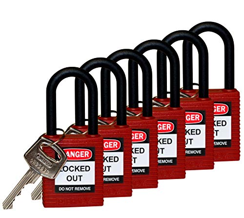 Brady Sicherheitsvorhängeschloss Mit Nylonschäkel, 38mm x 86,50mm x 19,50mm, Rot, 6er-Pack Brady Sicherheitsvorhängeschloss Mit Nylonschäkel, 38mm x 86,50mm x 19,50mm, Rot, 6er-Pack von Brady